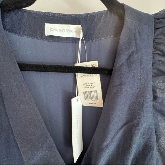 💙 Jonathan Simkhai Midnight Tiered Maxi Dress – NWT – Dramatic Flutter Sleeves 💙 - Picture 4 of 6